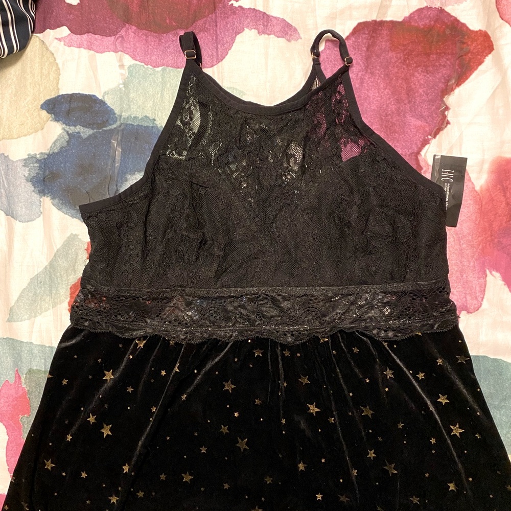 INC International Concepts Lace and Velvet Star Short Nightgown